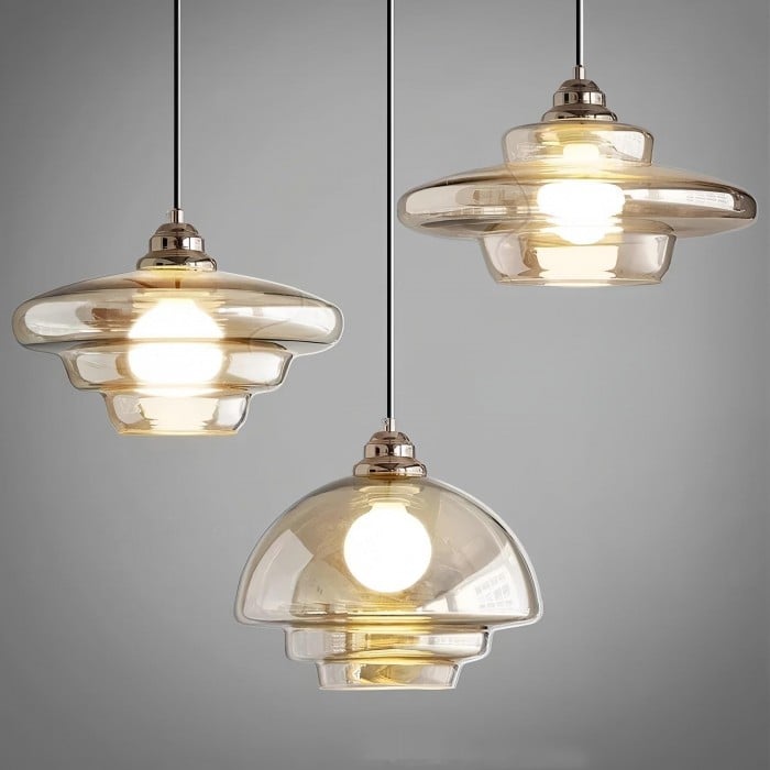 Art Deco Biała Szkło Lampa Wisząc | 1+1 GRATIS