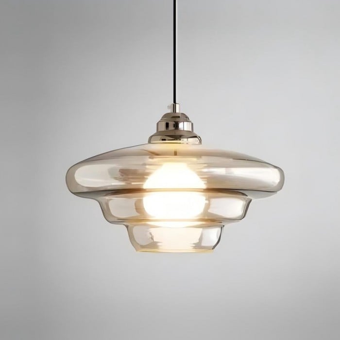 Art Deco Biała Szkło Lampa Wisząc | 1+1 GRATIS