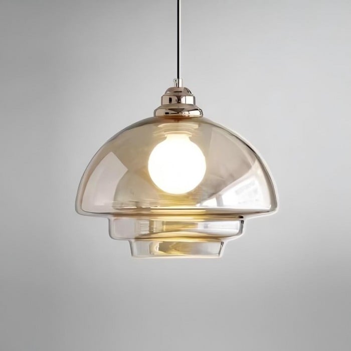 Art Deco Biała Szkło Lampa Wisząc | 1+1 GRATIS