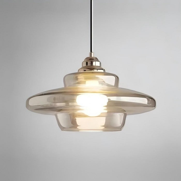 Art Deco Biała Szkło Lampa Wisząc | 1+1 GRATIS