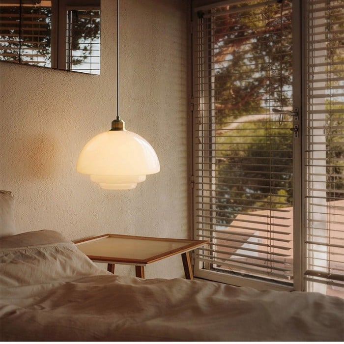 Art Deco Biała Szkło Lampa Wisząc | 1+1 GRATIS