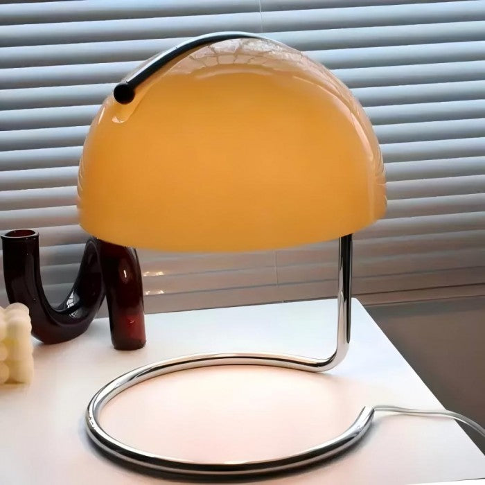 Retro szklana lampa stołowa Bauhaus Pudding | 1+1 GRATIS