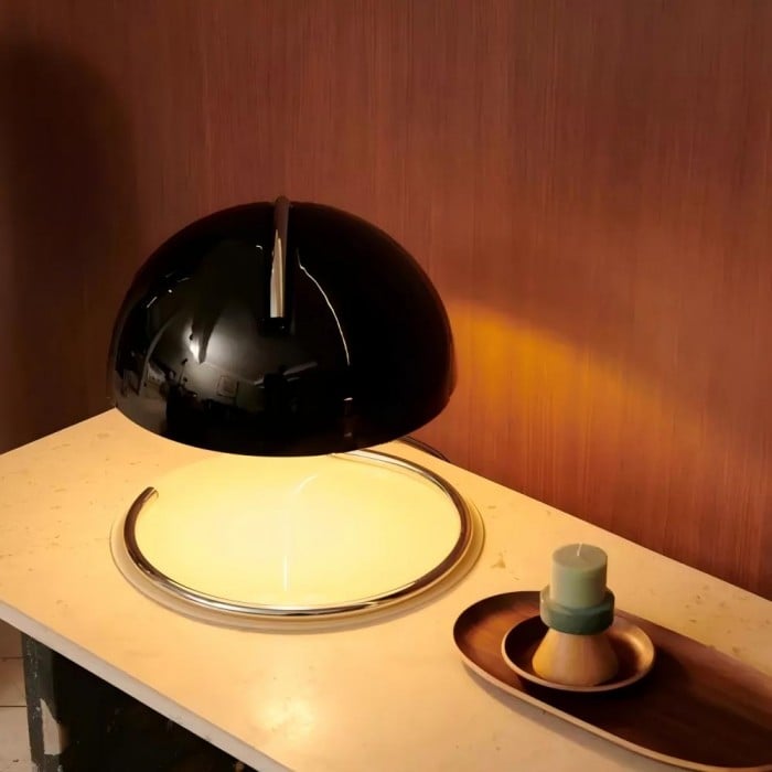 Retro szklana lampa stołowa Bauhaus Pudding | 1+1 GRATIS
