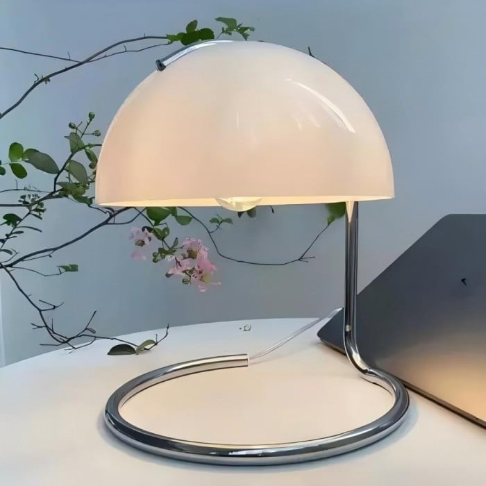 Retro szklana lampa stołowa Bauhaus Pudding | 1+1 GRATIS