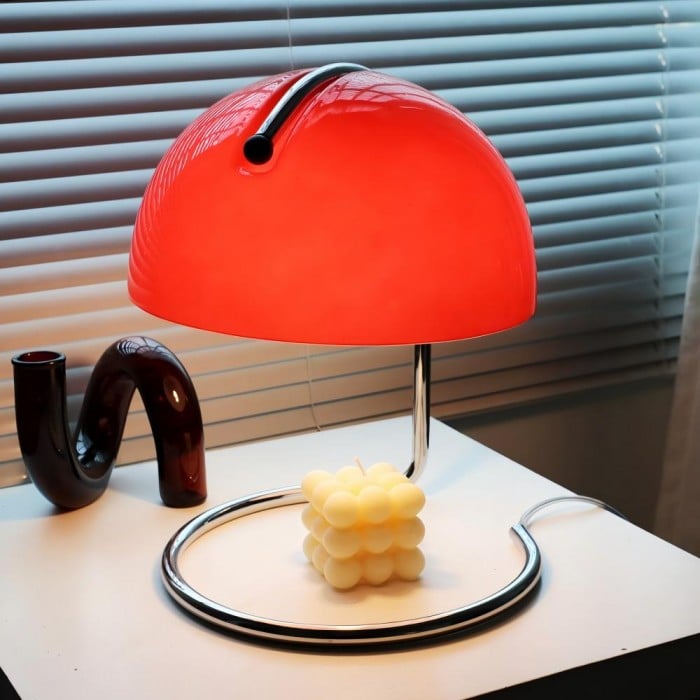 Retro szklana lampa stołowa Bauhaus Pudding | 1+1 GRATIS