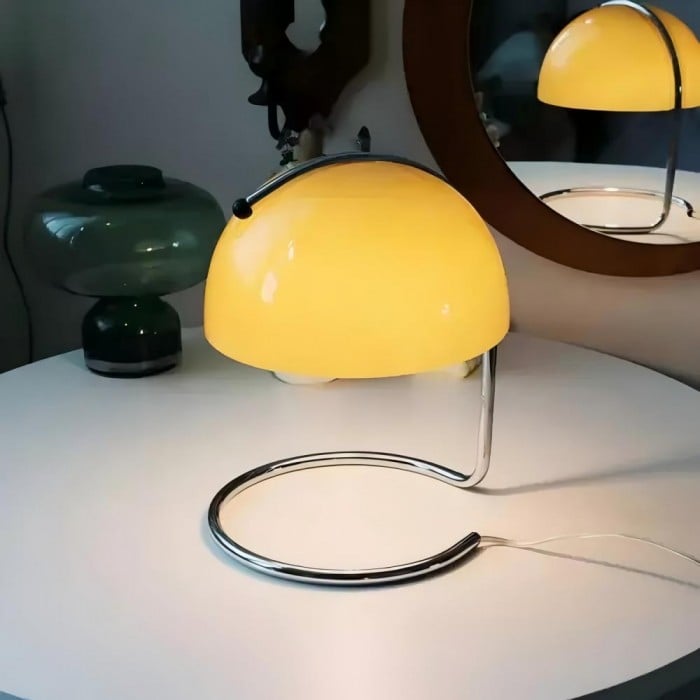 Retro szklana lampa stołowa Bauhaus Pudding | 1+1 GRATIS