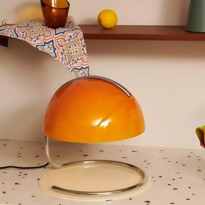 Retro szklana lampa stołowa Bauhaus Pudding | 1+1 GRATIS