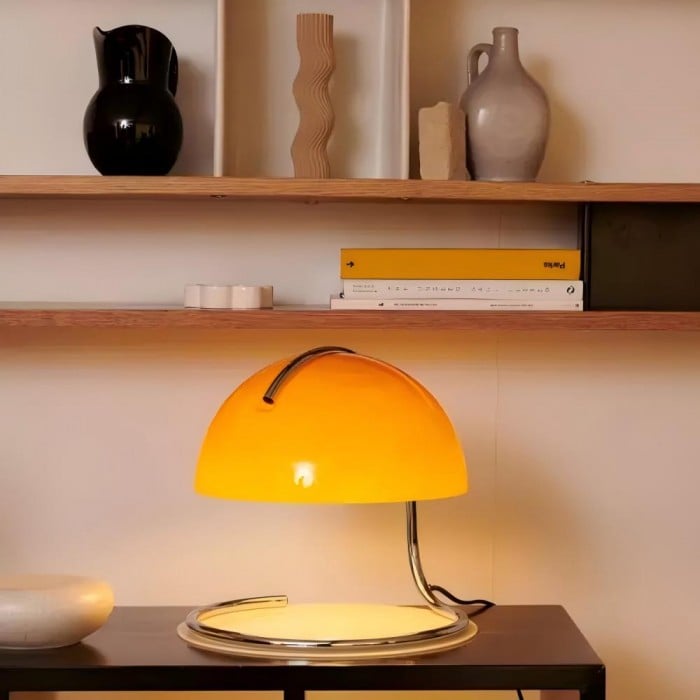 Retro szklana lampa stołowa Bauhaus Pudding | 1+1 GRATIS