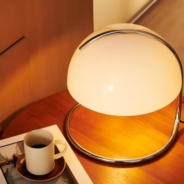 Retro szklana lampa stołowa Bauhaus Pudding | 1+1 GRATIS